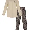 Medaillion dames pyjama lange mouw katoen - Yellow jungle