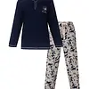 Medaillion dames pyjama lange mouw katoen - Blue flower
