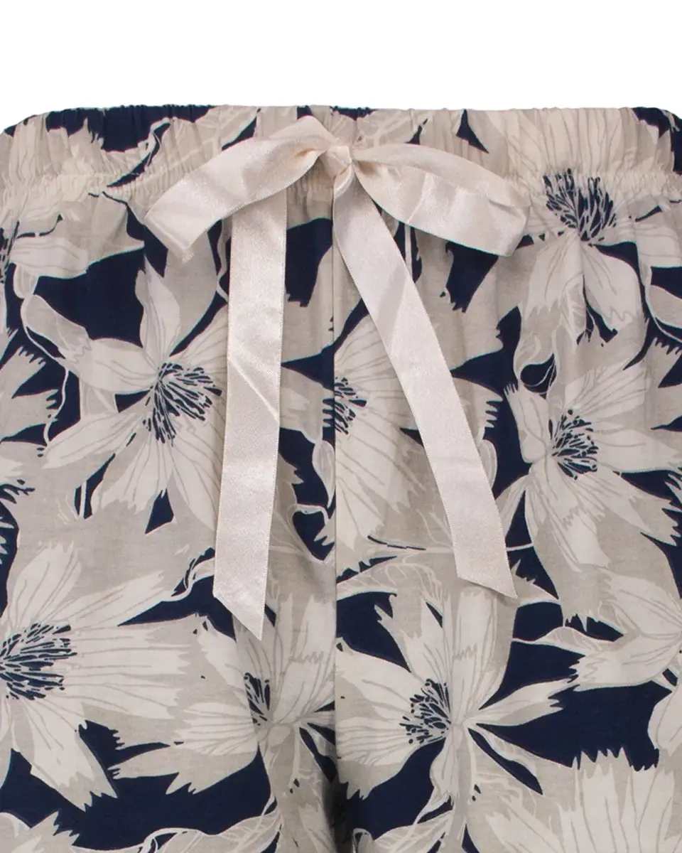 Medaillion dames pyjama lange mouw katoen - Blue flower