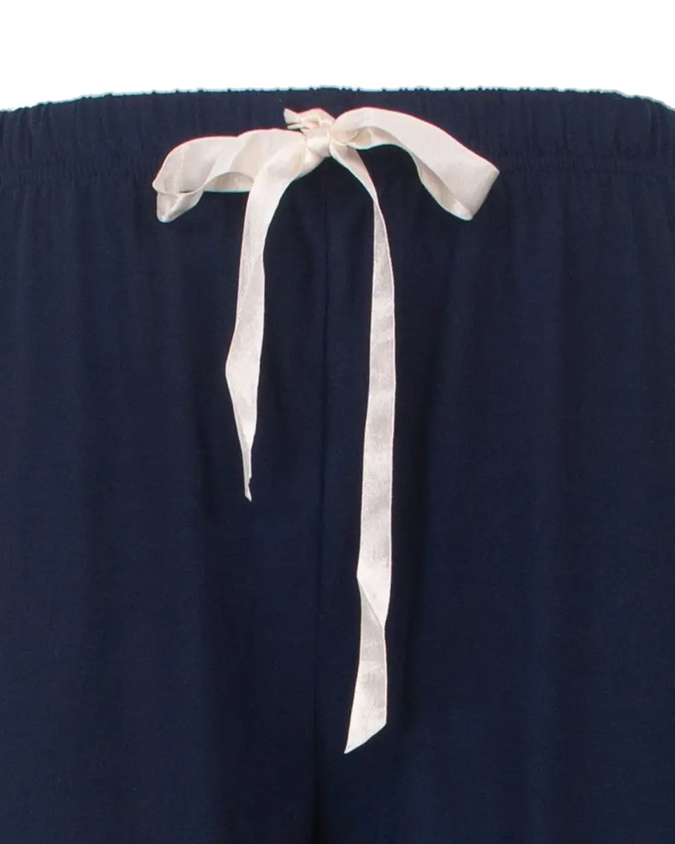 Medaillion dames pyjama - Doorknoop knoopsluiting - Blue flower