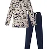 Medaillion dames pyjama - Doorknoop knoopsluiting - Blue flower