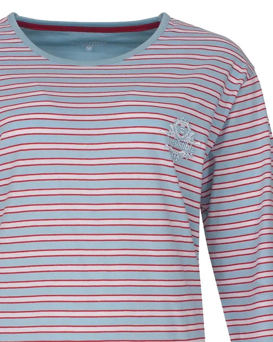 Irresistible dames pyjama lange mouw - Ronde hals - Summer blue