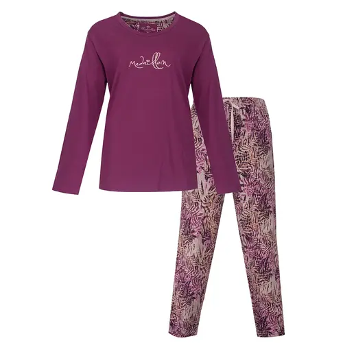 Medaillion dames pyjama lange mouw - Ronde hals - Violet Jungle