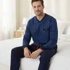 M.E.Q. Heren pyjama lange mouwen katoen V-hals - Blue logo