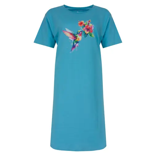 Temptation dames nachthemd korte mouw blauw "Bloem"