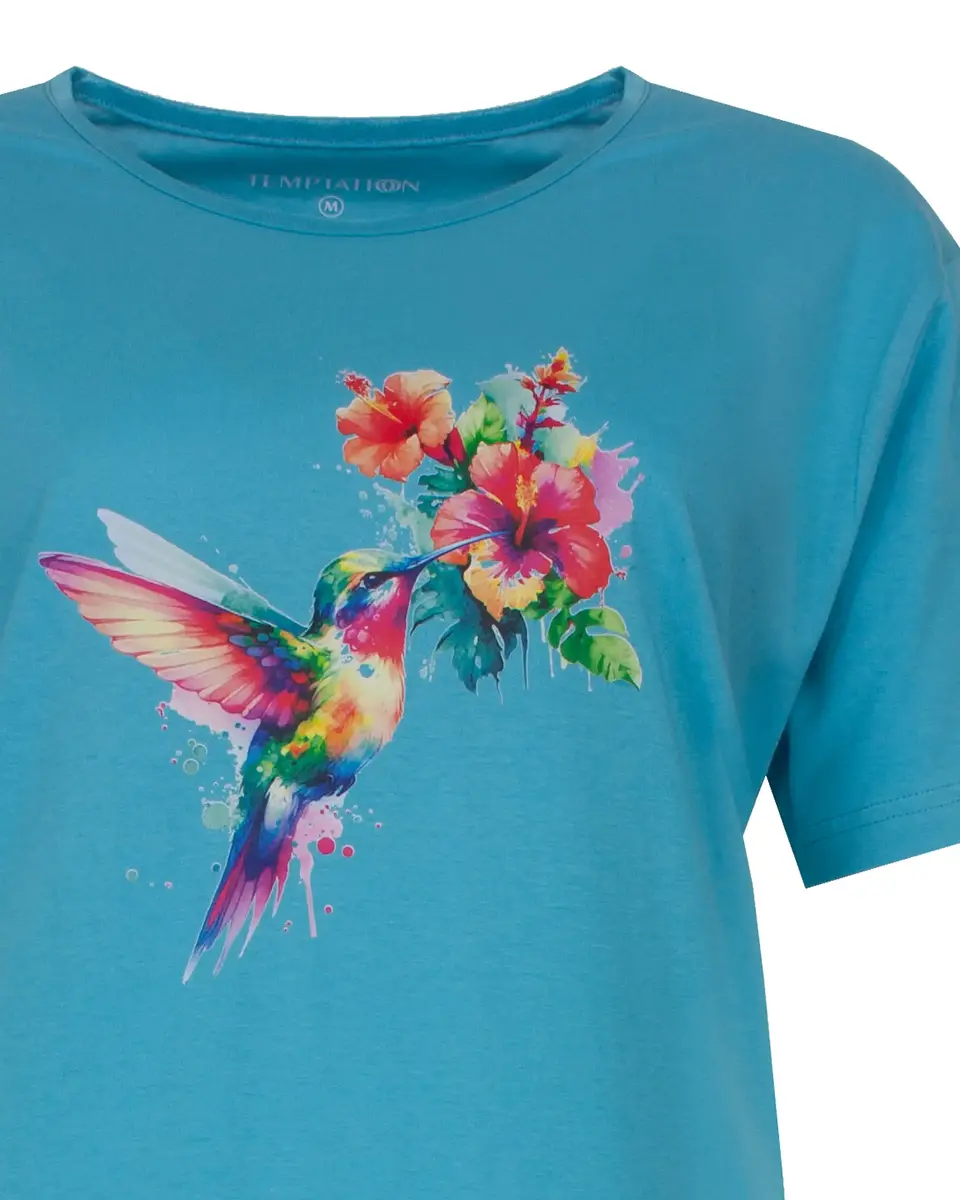 Temptation dames nachthemd korte mouw blauw "Bloem"