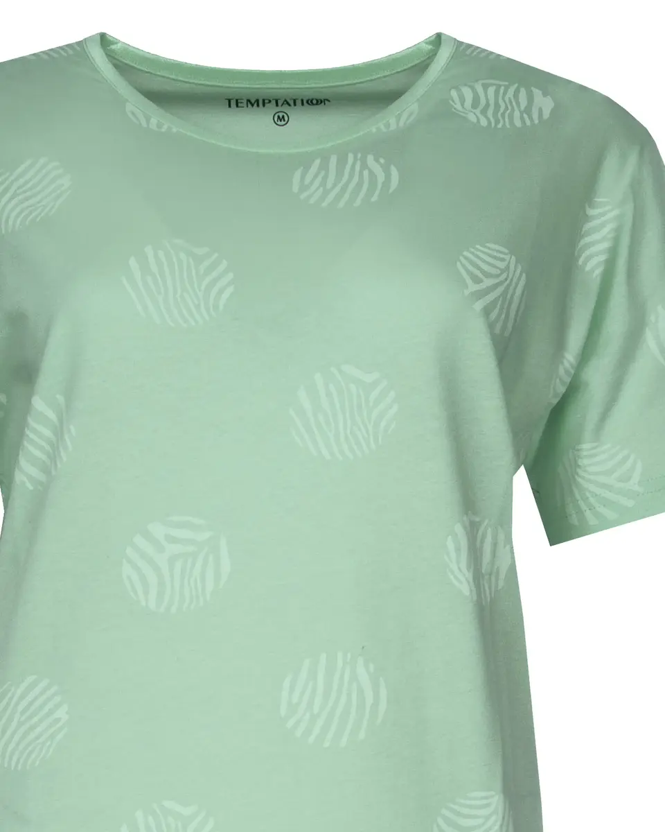 Temptation dames nachthemd korte mouw groen "Stippen"