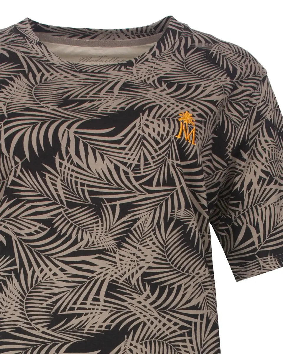 Medaillon dames nachthemd korte mouw - Taupe