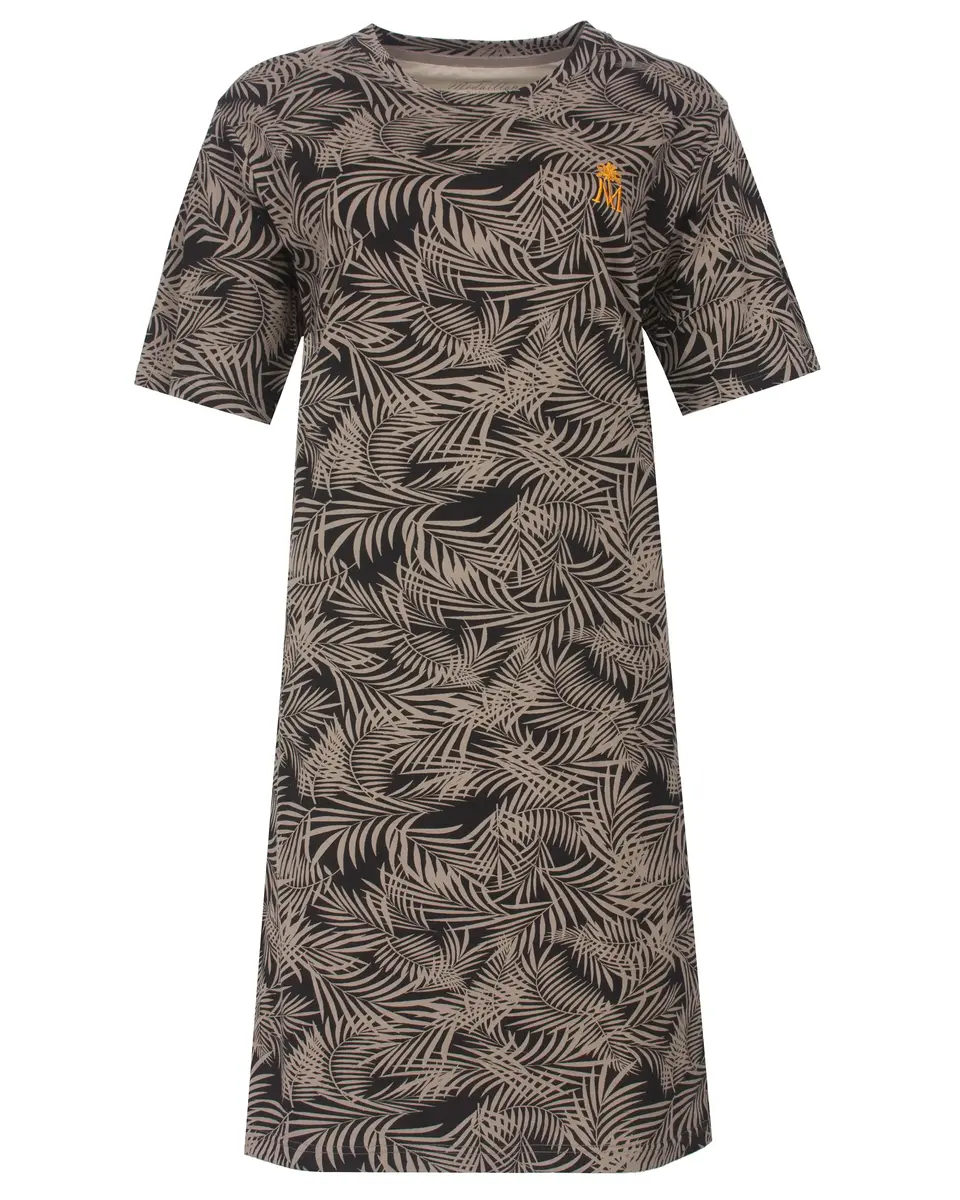 Medaillon dames nachthemd korte mouw - Taupe