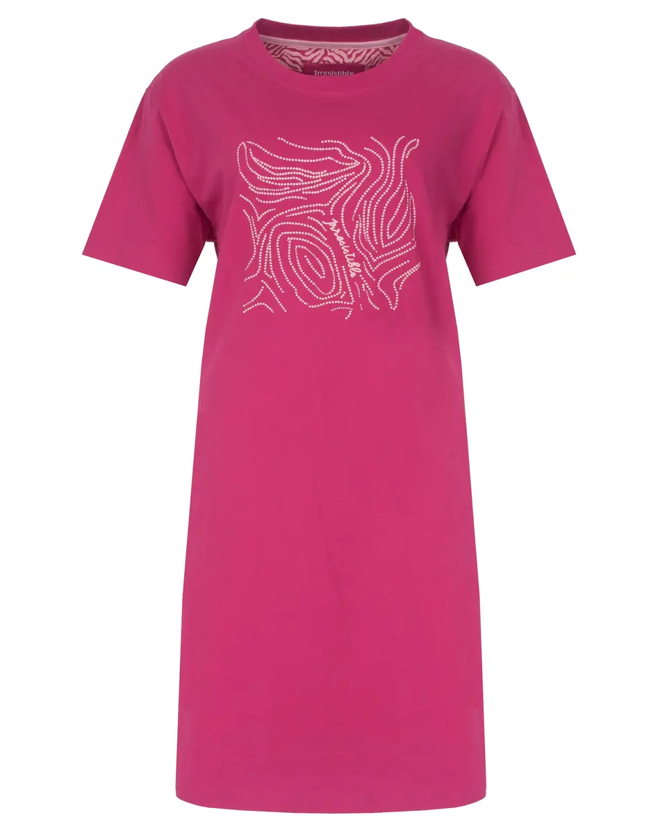 Irresistible dames nachthemd korte mouw - Fuchsia