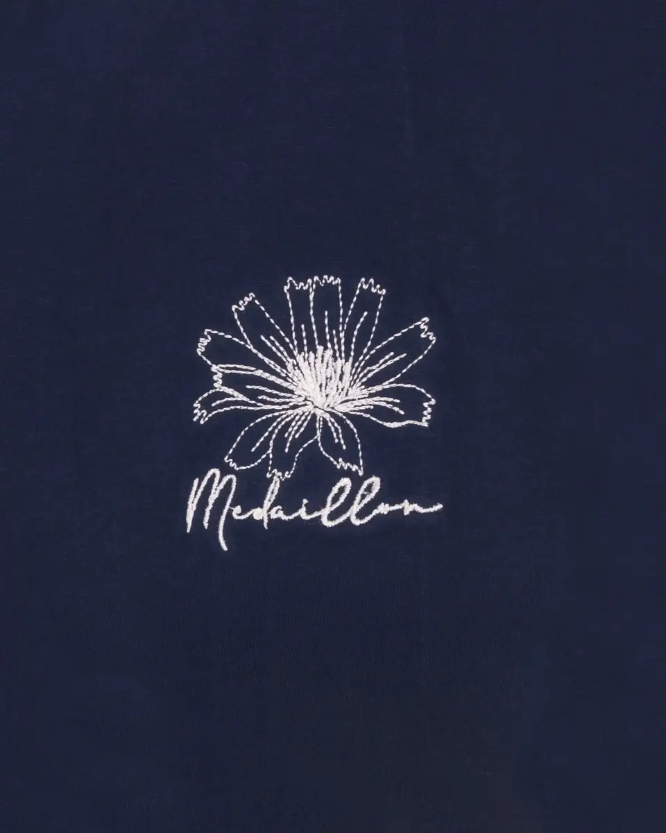 Medaillon dames nachthemd korte mouw - "Bloem"