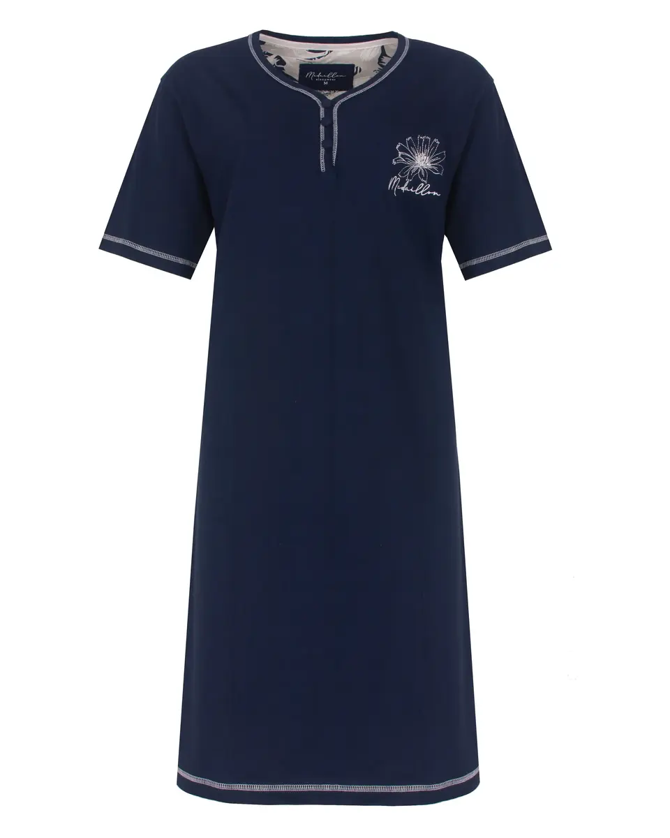 Medaillon dames nachthemd korte mouw - "Bloem"