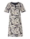 Medaillon dames nachthemd korte mouw - "Flowers"