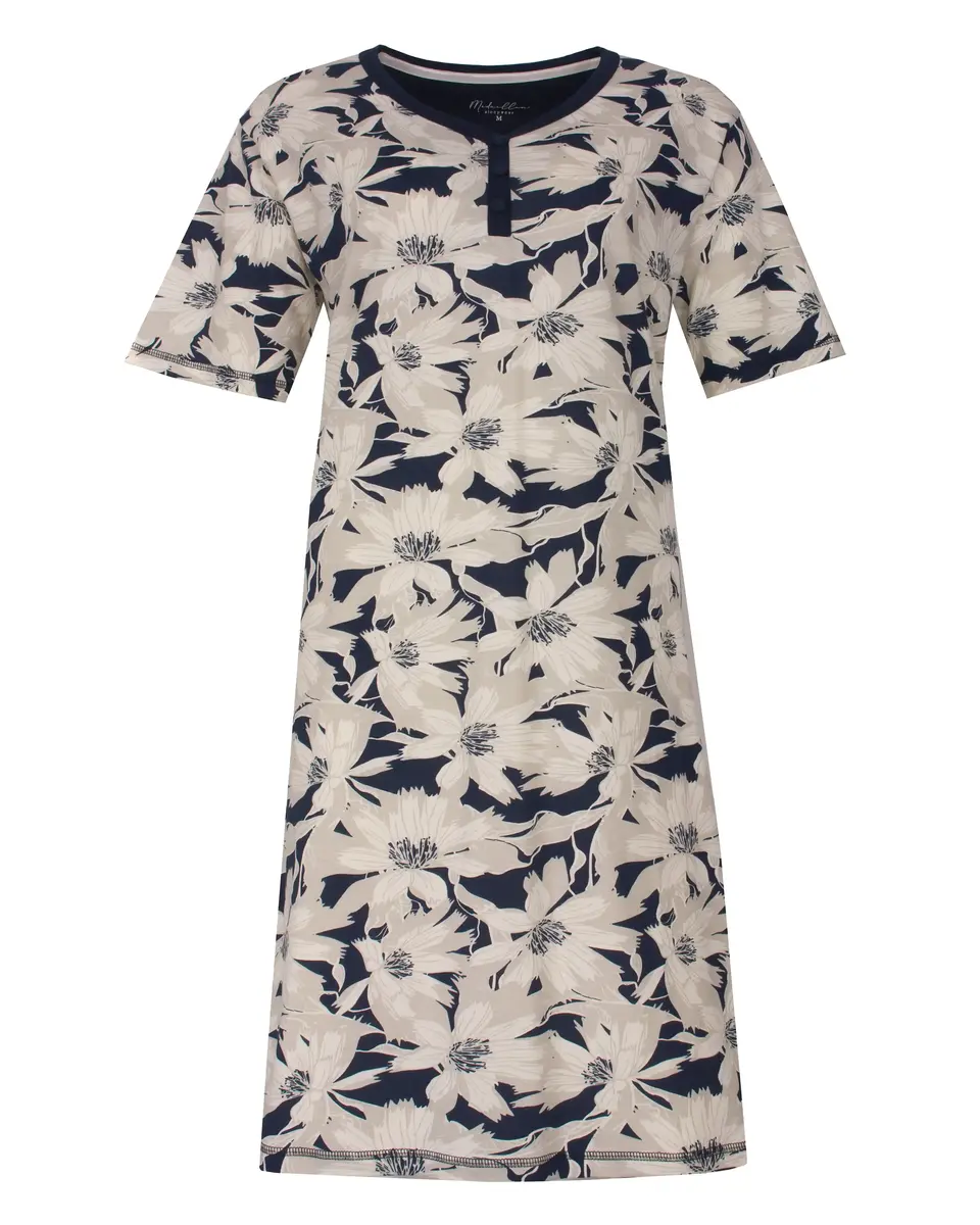 Medaillon dames nachthemd korte mouw - "Flowers"