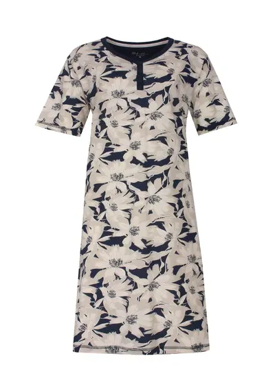 Medaillon dames nachthemd korte mouw - "Flowers"