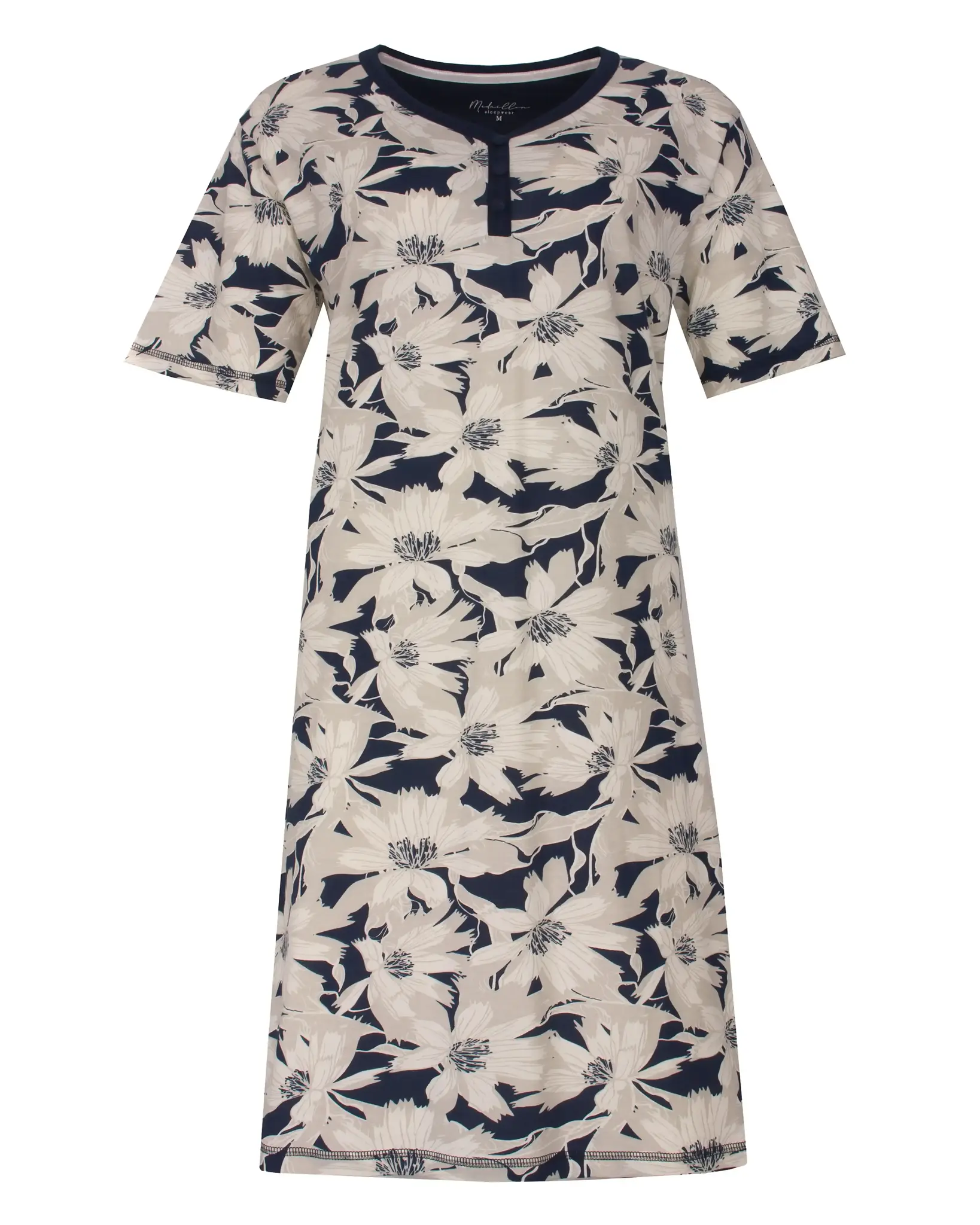 Medaillon dames nachthemd korte mouw - "Flowers"