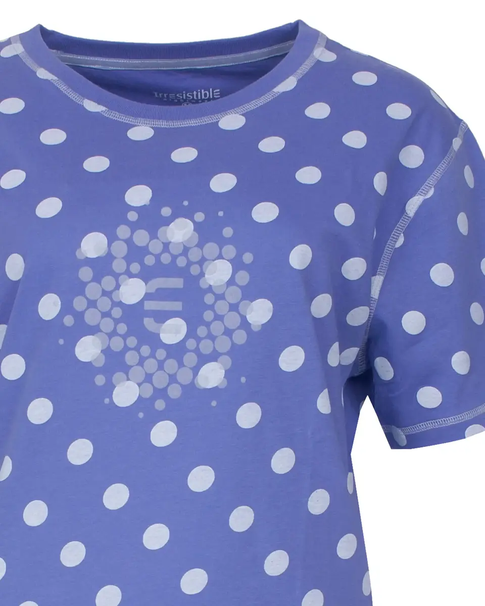 Irresistible dames nachthemd korte mouw - Blauw - "Stippen"
