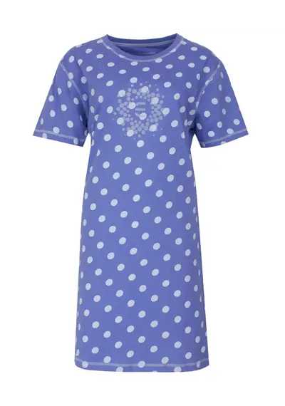 Irresistible dames nachthemd korte mouw - Blauw - "Stippen"