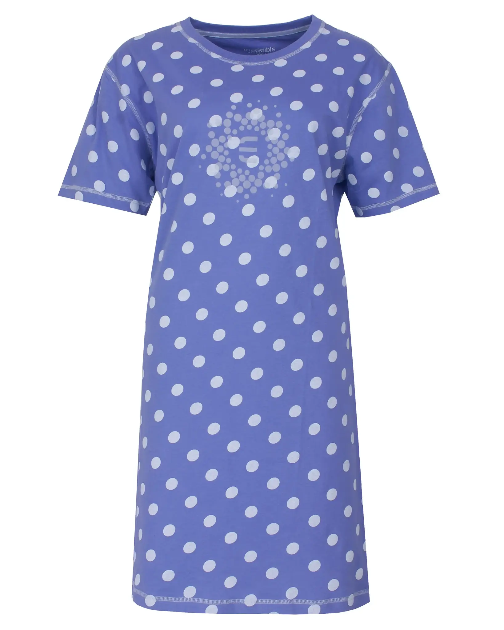 Irresistible dames nachthemd korte mouw - Blauw - "Stippen"
