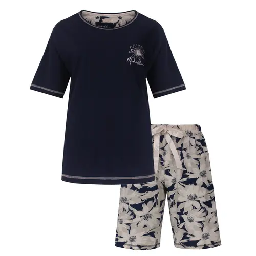 Medaillon dames shortama katoen - "Bloem"