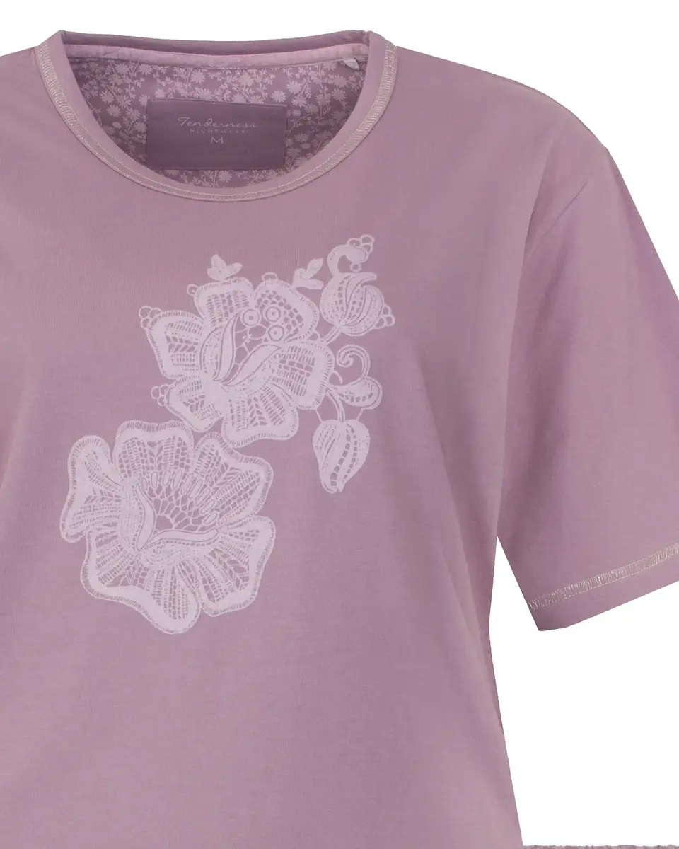 Tenderness dames shortama katoen - Roos