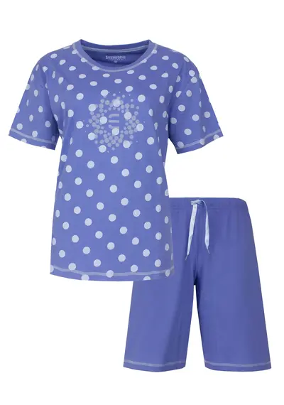Irresistible dames shortama katoen - Blauw stippen