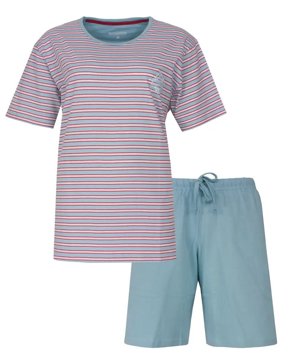 Irresistible dames shortama katoen - Blauw streep