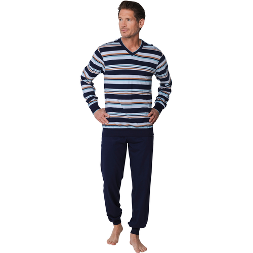 Pastunette katoenen Heren pyjama - V-hals - Donkerblauw