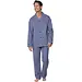 Robson Heren Pyjama katoen met knoopsluiting - Doorknoop heren pyjama 100% katoen - Blauw