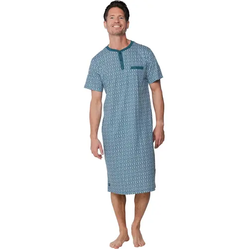 Pastunette Katoenen Heren Nachthemd - Groen met print