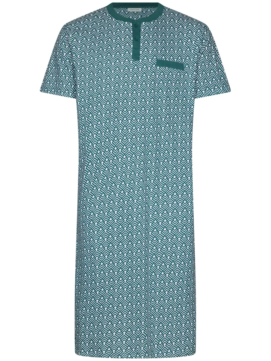 Pastunette Katoenen Heren Nachthemd - Groen met print