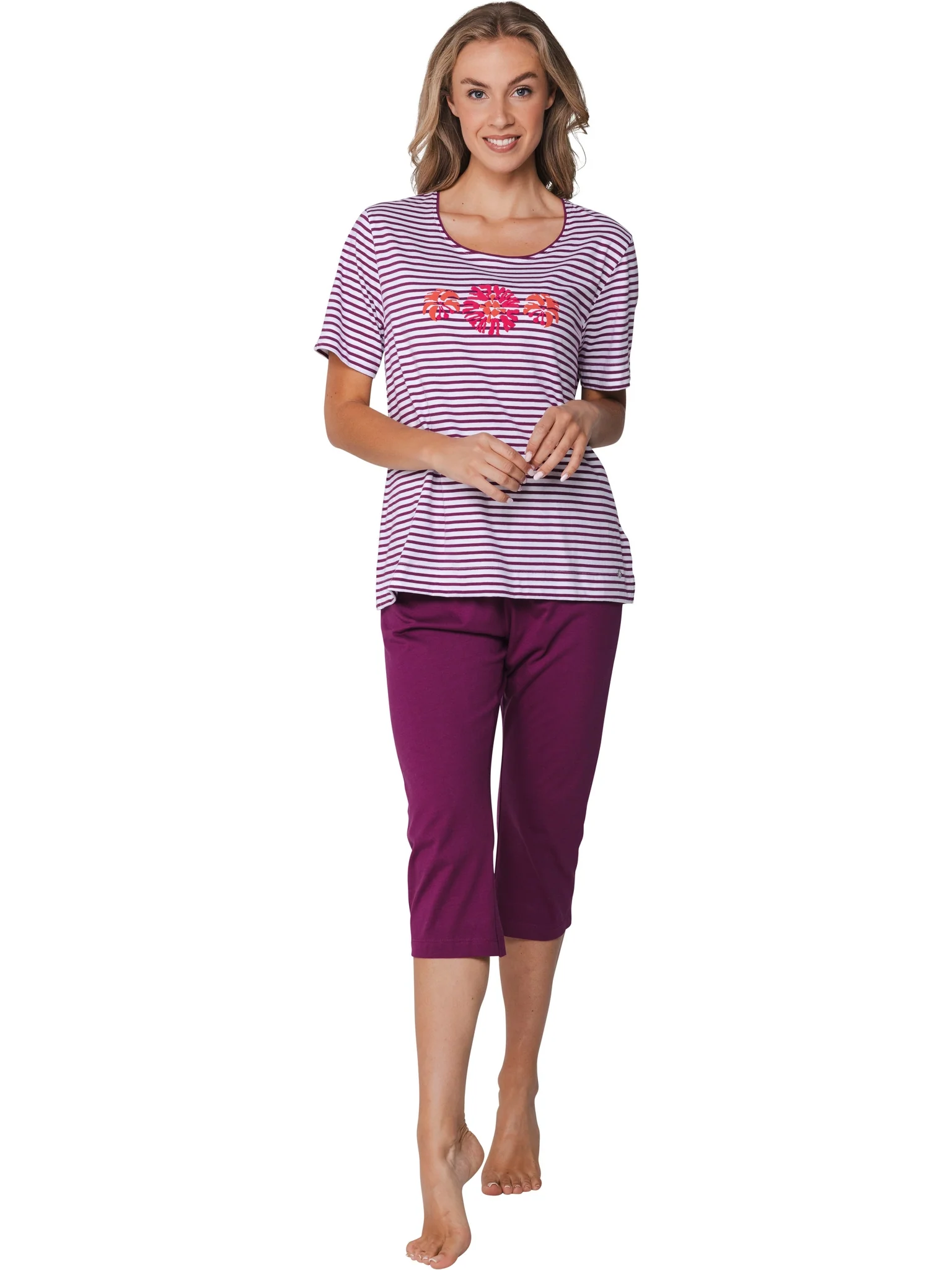 Pastunette dames capri pyjama - Shortama -  Paradise pink