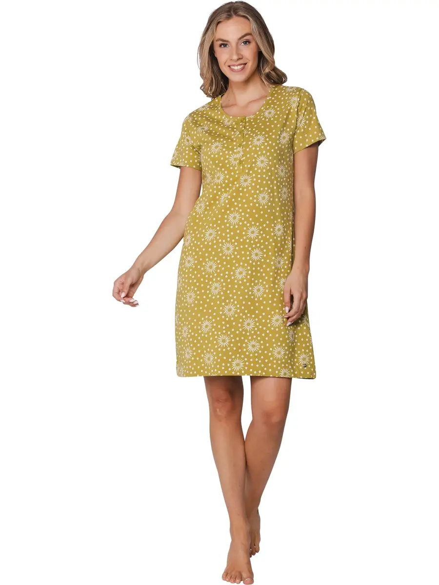 Rebelle dames nachthemd - Korte mouw - Sunny Holiday - Groen