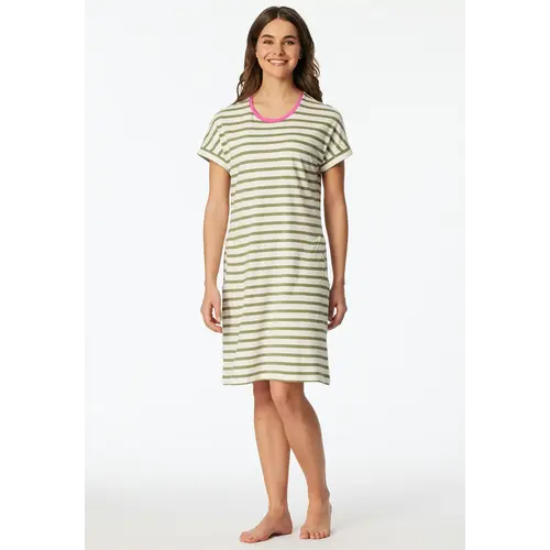 Schiesser Dames Nachthemd korte mouw  - Lime streep