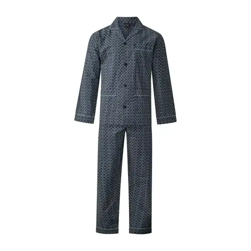 Gentlemen katoenen heren pyjama met knoopsluiting - Poplin