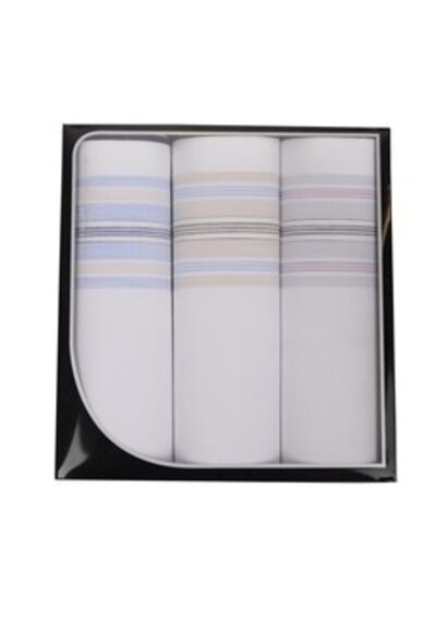 Swan Heren zakdoeken, White Blue, 3 stuks