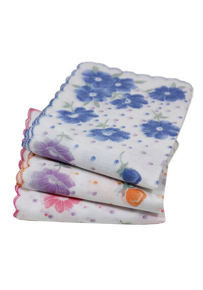 Tiseco Dames zakdoeken Bloem kant Lucie 2 12 St