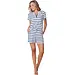 Rebelle dames shortama - Blue Bay - Wit gestreept -  Zomer pyjama - Wit gestreept