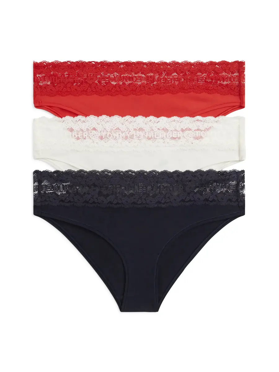 Tommy Hilfiger 3-Pack Dames Bikini Slips - Low rise - Lage vrouwe mini slips en onderbroeken - Kant