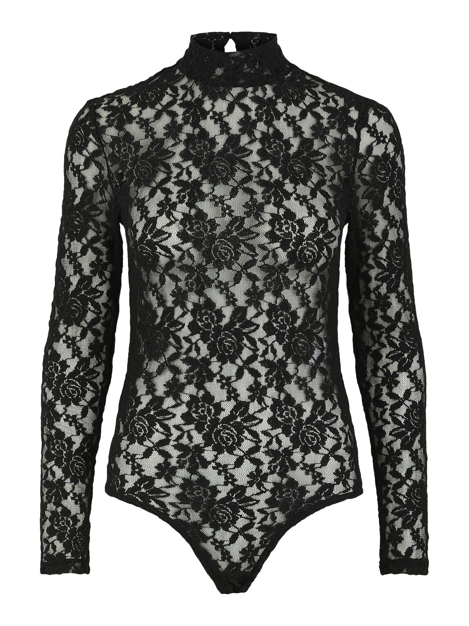 Pieces Kanten body lange mouw - Zwart