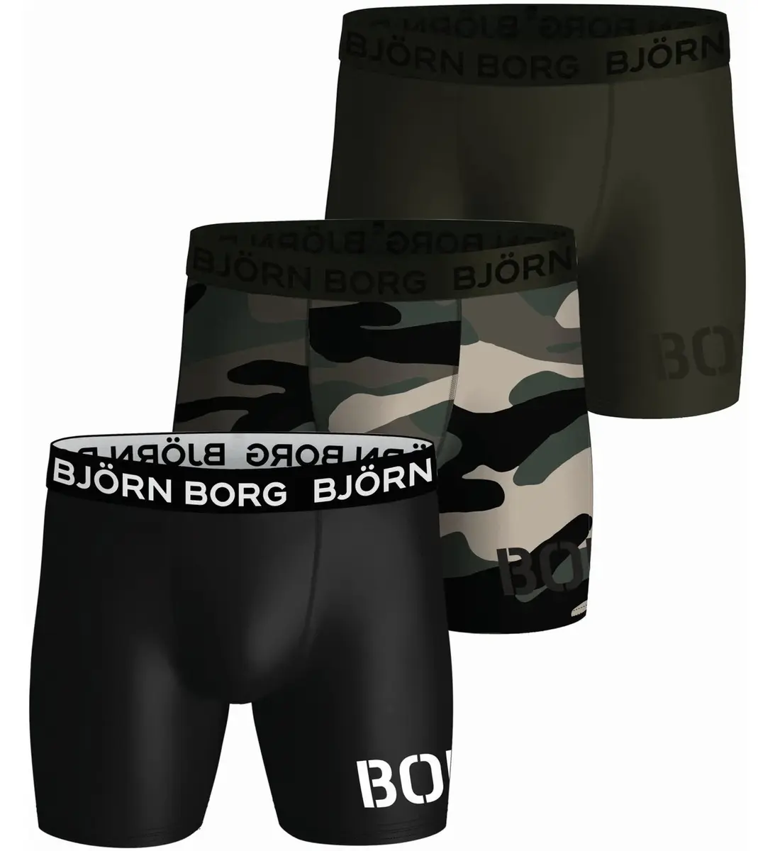 Bjorn Borg heren boxershort - Performance - 3-Pack - Army