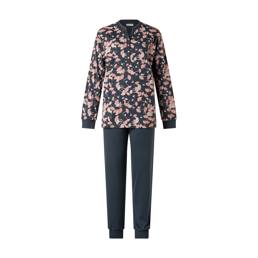 Lunatex dikke tricot dames pyjama - Lange mouwen - leaves