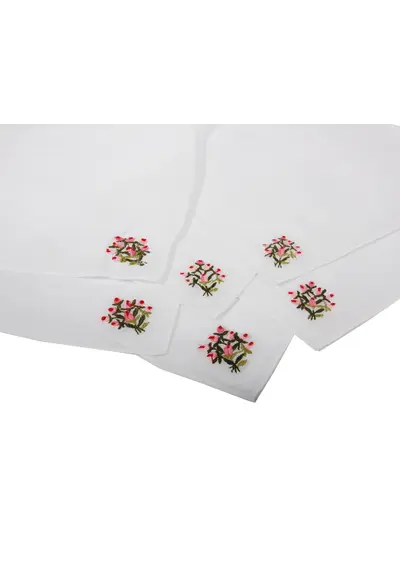 Dames zakdoeken wit 6-pak - bloemen embleem