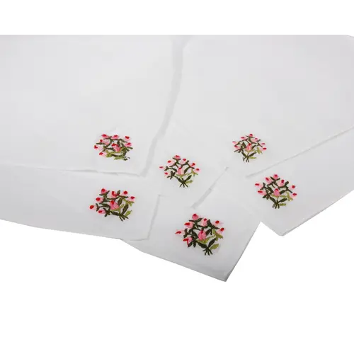 Dames zakdoeken wit - bloemen embleem