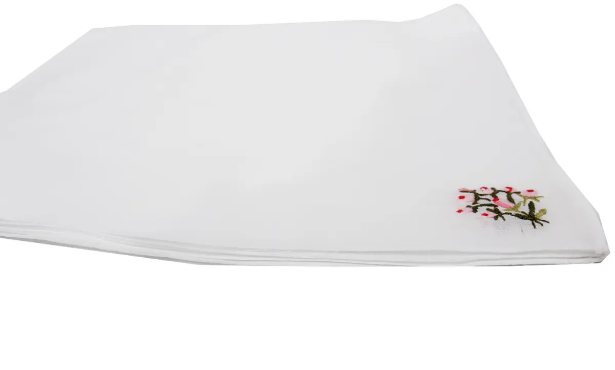 Dames zakdoeken wit - bloemen embleem