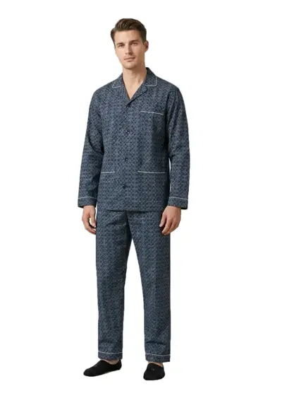 Gentlemen katoenen heren pyjama met knoopsluiting - Poplin Gentlemen katoenen heren pyjama met knoopsluiting - Poplin