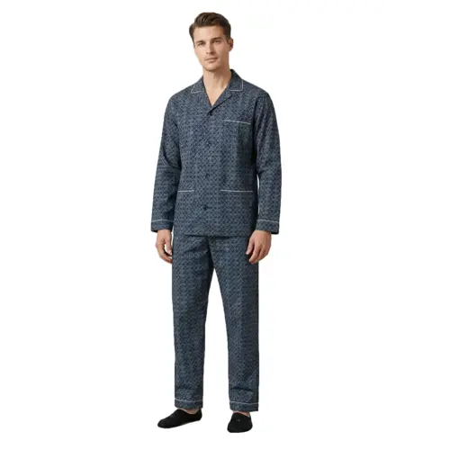 Gentlemen katoenen heren pyjama met knoopsluiting - Poplin