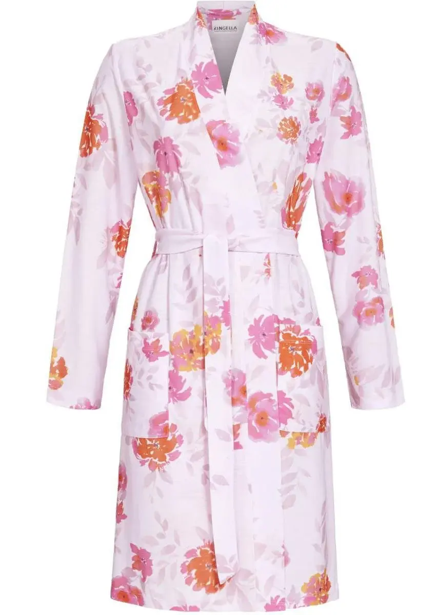 Ringella dames dunne badjas - Pink rose