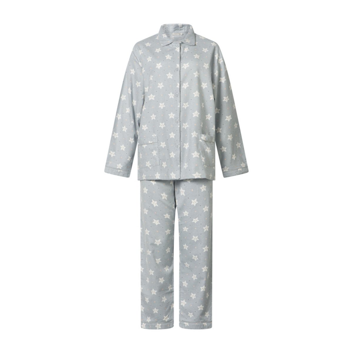 Lunatex flanel dames pyjama - lange mouwen - Ster