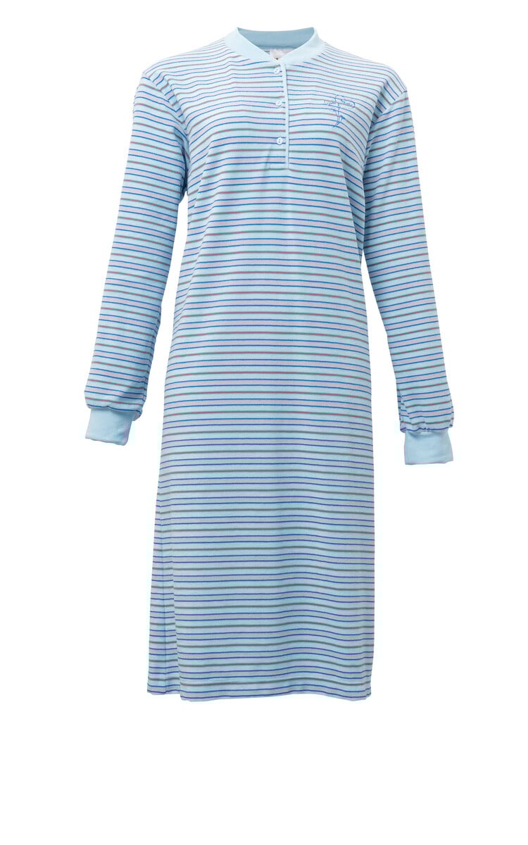 Lunatex dames nachthemd - lange mouw - Lichtblauw